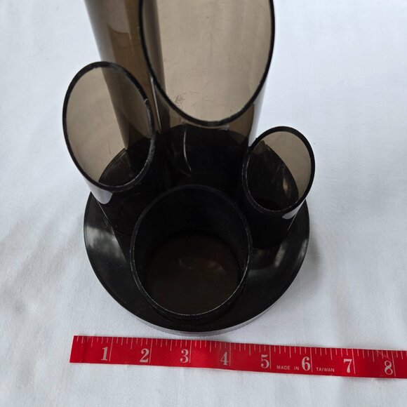 Vintage 80's Desk Organizer Pencil Caddy Smoky Acrylic - Picture 3 of 8